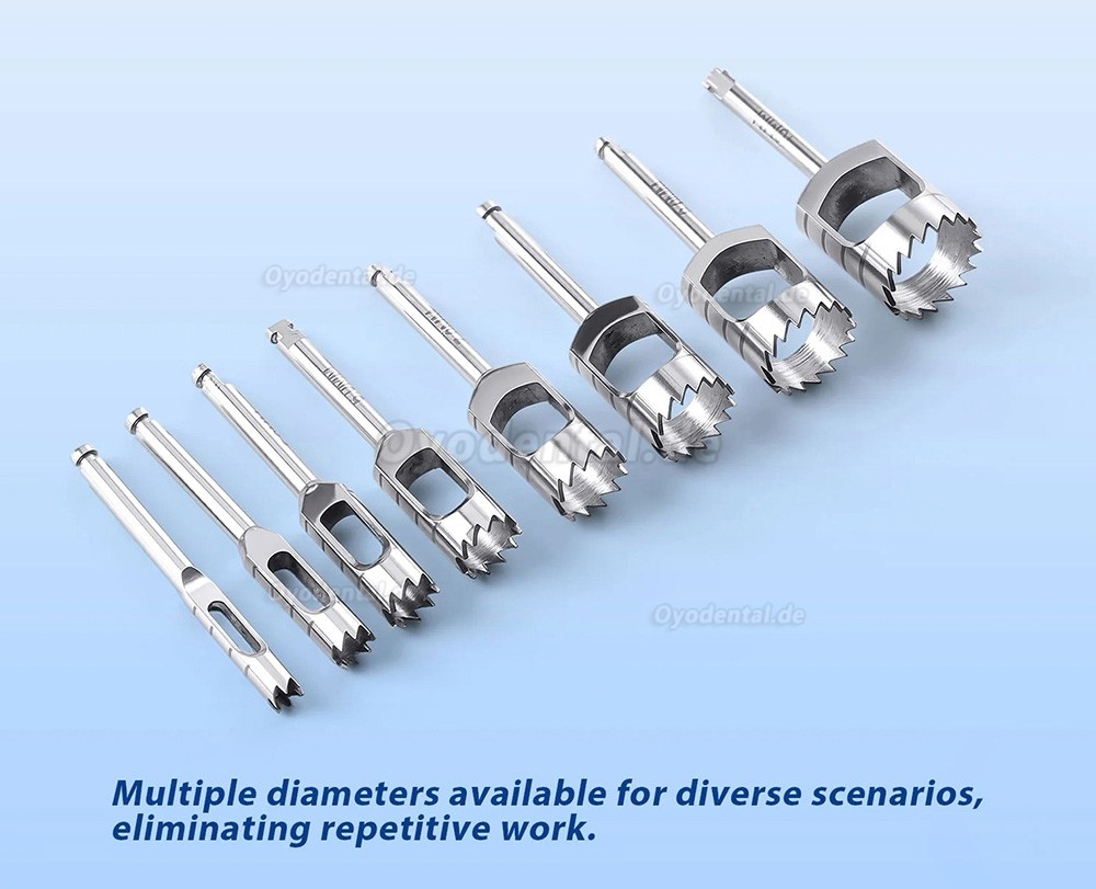 8-teiliges Dental Implantat Trephine-Bohrer-Set Kurztyp Chirurgisches Instrumentenkit